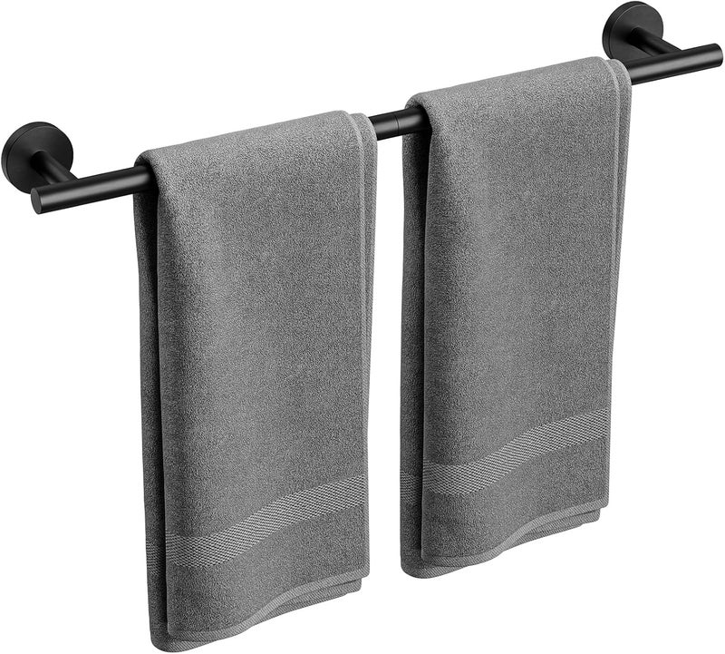Bubxo Matte Black Towel Bar, 24 Inch Bathroom Towel Rack (Total Length 26-Inch), Towel Holder Wall Mounted, Thicken SUS304 Stainless Steel Towel Rod Modern Home Decor - Image 1